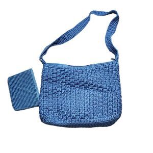 The Sak Blue Woven Bag with Matching Wallet